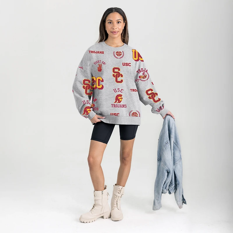 Sweat-shirt en molleton gris USC Trojans Always On Repeat pour femme
