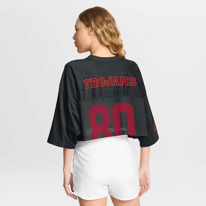 Maillot court Nike USC Trojans noir en maille Dri-FIT pour femme