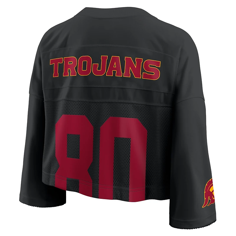 Women's Nike Black USC Trojans Cropped Mesh Dri-FIT Fashion Jersey
