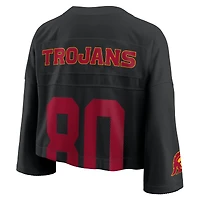 Women's Nike Black USC Trojans Cropped Mesh Dri-FIT Fashion Jersey