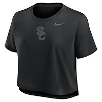 Women's Nike Black USC Trojans Performance Cropped T-Shirt