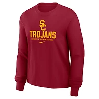 T-shirt Nike Crimson USC Trojans Primetime University Boxy à manches longues pour femme