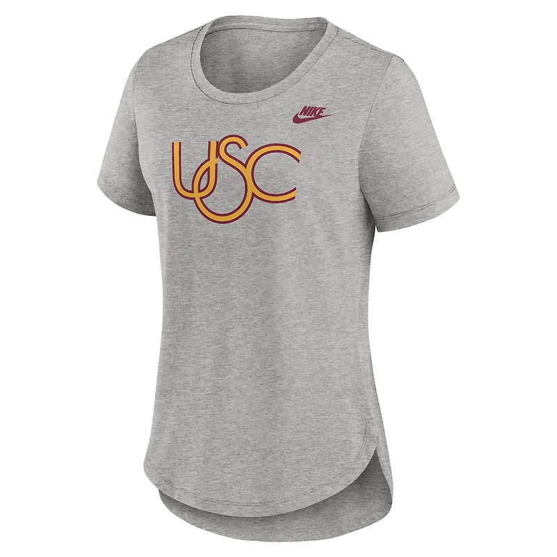 Women's Nike Heather Gray USC Trojans Legacy Tri-Blend T-Shirt