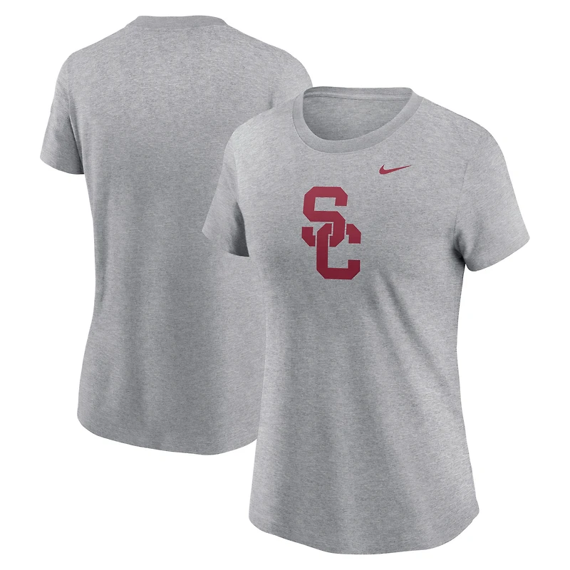 Women's Nike Heather Gray USC Trojans Primetime Logo T-Shirt