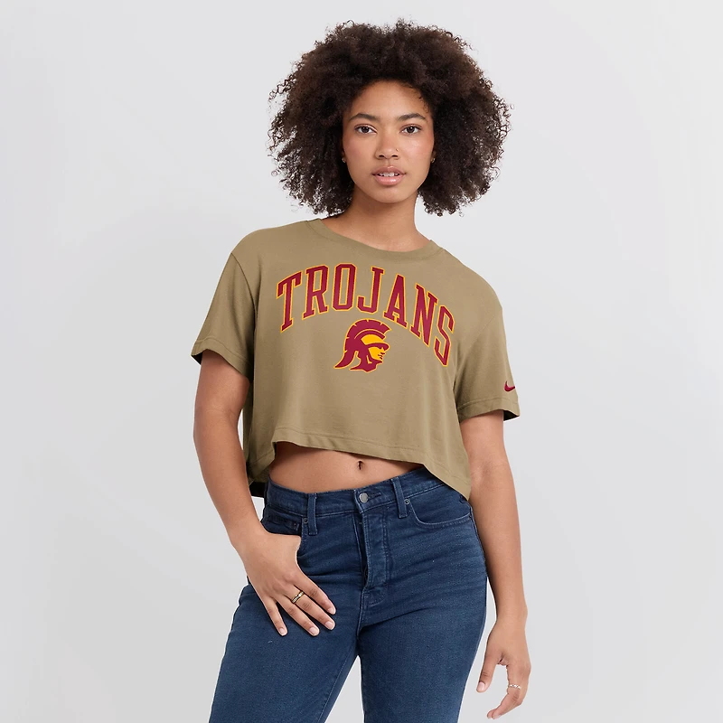 T-shirt court Nike Tan USC Trojans Athletic Prep Arch Dri-FIT pour femme