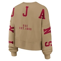 Women's Nike Tan USC Trojans Oversized Phoenix 2-Hit Pullover Sweatshirt