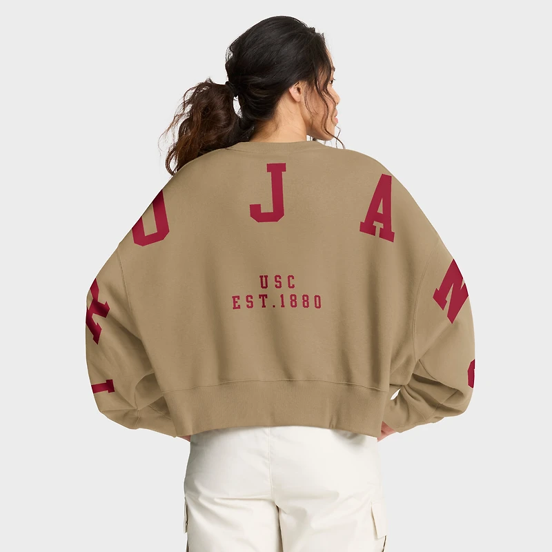 Women's Nike Tan USC Trojans Oversized Phoenix Pullover Sweatshirt