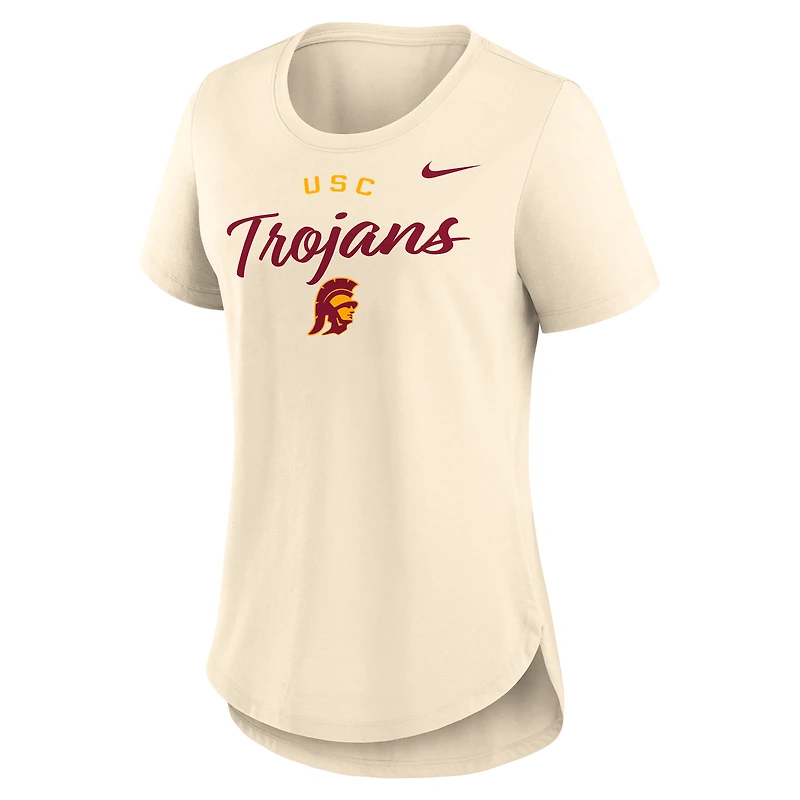 Women's Nike  Tan USC Trojans Script Logo Tri-Blend T-Shirt