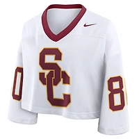 Maillot court Nike USC Trojans blanc pour femme, logo oversize