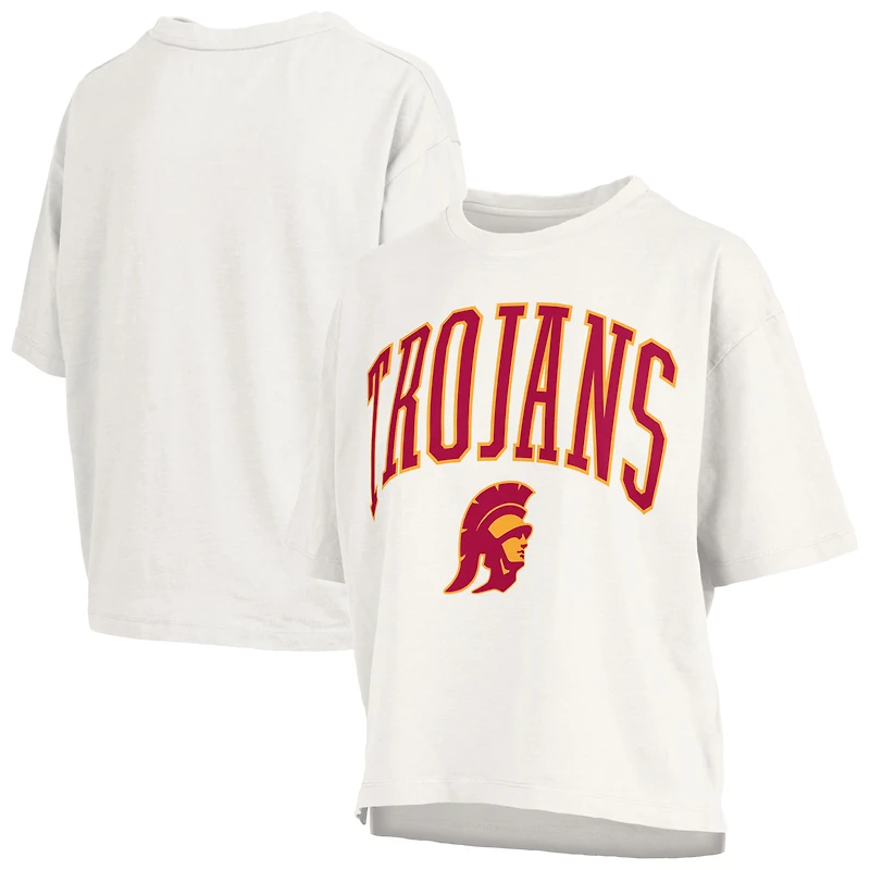 T-shirt oversize en jersey flammé blanc Pressbox USC Trojans pour femme, grande taille, Nelson Motley Crew