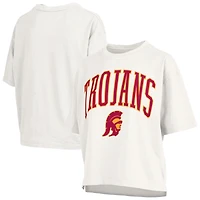 T-shirt oversize en jersey flammé blanc Pressbox USC Trojans pour femme, grande taille, Nelson Motley Crew