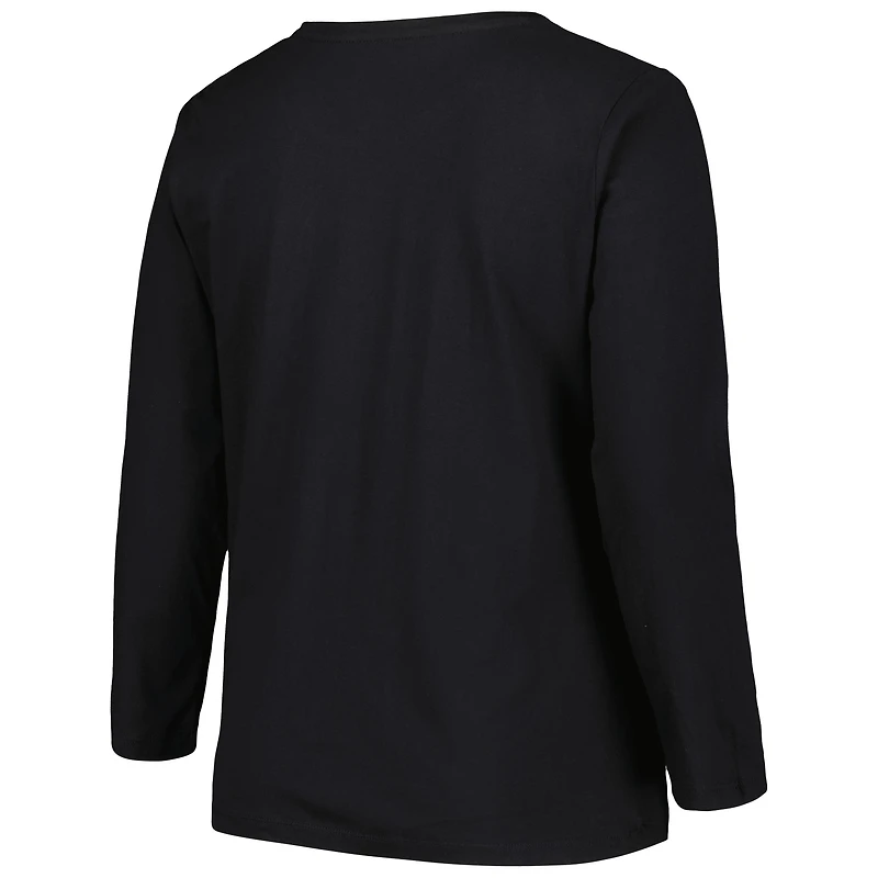 Women's Profile Black USC Trojans Plus Arch Over Logo Scoop Neck Long Sleeve T-Shirt