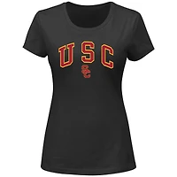 T-shirt noir à col rond et logo USC Trojans pour femme, grande taille, avec profil