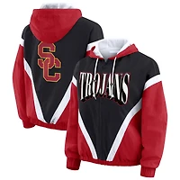 Veste coupe-vent à capuche entièrement zippée colorblock USC Trojans Cardinal/Black pour femme par Erin Andrews