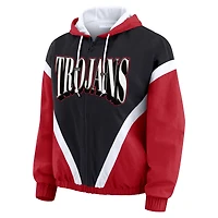 Veste coupe-vent à capuche entièrement zippée colorblock USC Trojans Cardinal/Black pour femme par Erin Andrews