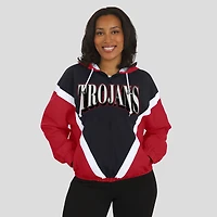 Veste coupe-vent à capuche entièrement zippée colorblock USC Trojans Cardinal/Black pour femme par Erin Andrews