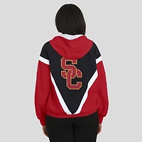 Veste coupe-vent à capuche entièrement zippée colorblock USC Trojans Cardinal/Black pour femme par Erin Andrews