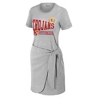 Robe t-shirt nouée USC Trojans gris chiné pour femme WEAR by Erin Andrews