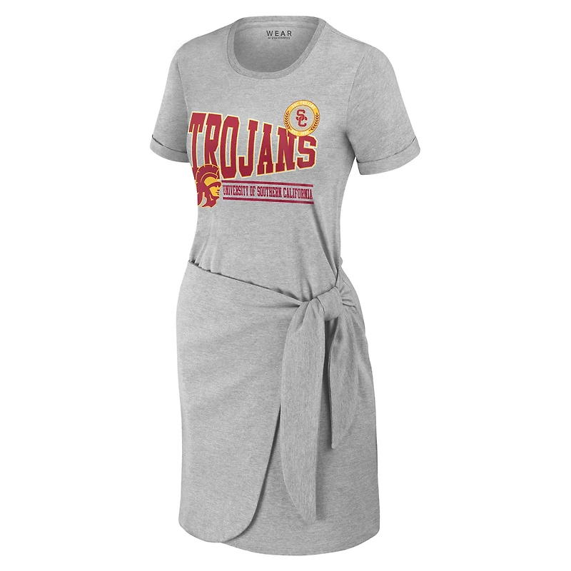 Women's WEAR by Erin Andrews Heather Gray USC Trojans Knotted T-Shirt Dress