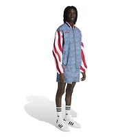 Veste de survêtement zippée adidas pour homme, bleu USA 1994, motif denim graphique.