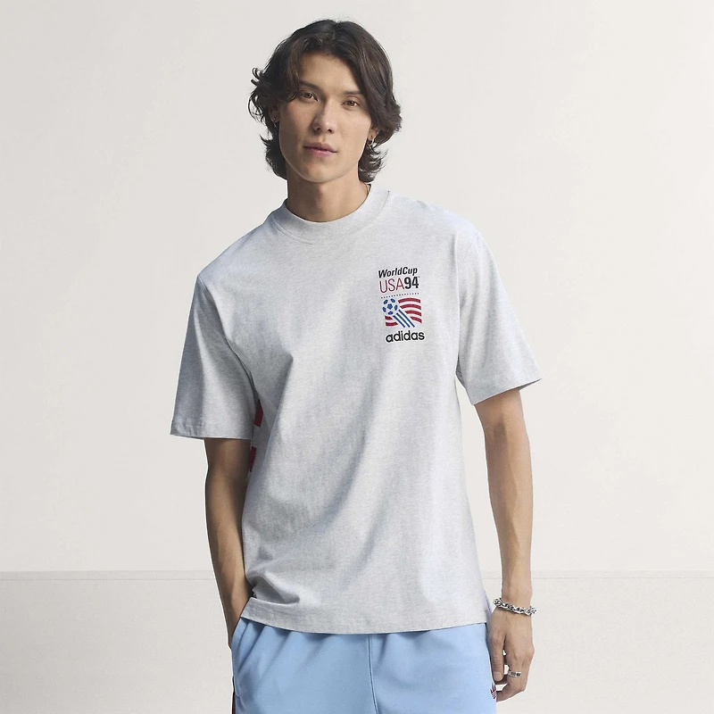 T-shirt graphique adidas gris pour homme, édition USMNT Coupe du monde 1994