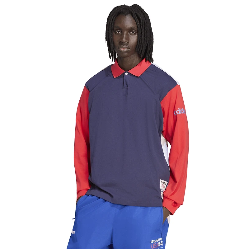 Men's adidas Navy/Red USMNT 1994 World Cup Long Sleeve Polo