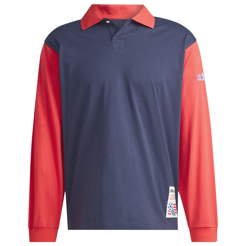 Polo à manches longues adidas bleu marine/rouge pour homme, édition spéciale Coupe du Monde 1994 de l'équipe nationale américaine football (USMNT)