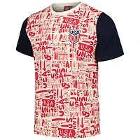 Men's Cream USMNT Allover Print Heavy Relaxed Fit T-Shirt