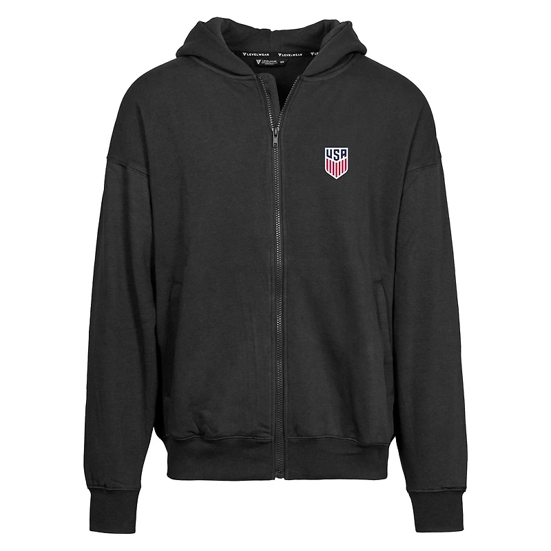 Sweat à capuche entièrement zippé USMNT Uphill noir Levelwear pour homme