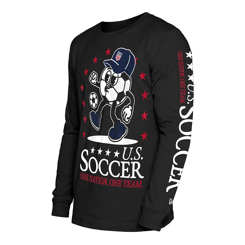 T-shirt sport à manches longues New Era noir USMNT Old School pour homme