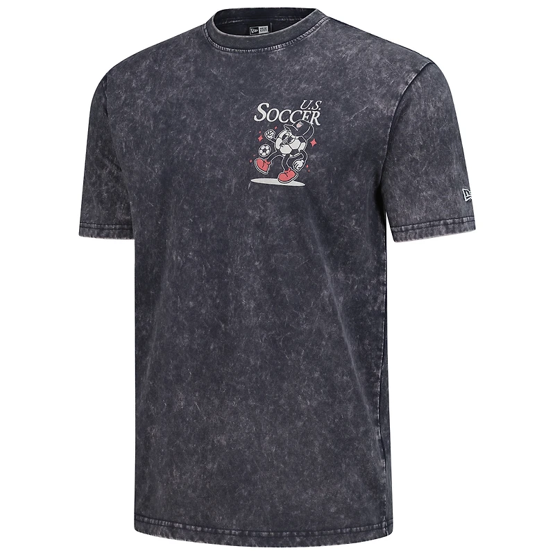 T-shirt sport délavé minéral New Era noir USMNT Old School pour homme