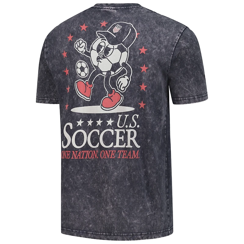 T-shirt sport délavé minéral New Era noir USMNT Old School pour homme