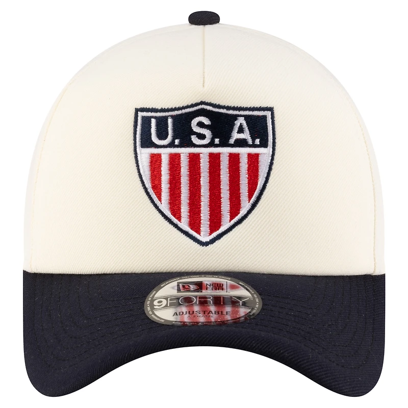 Casquette ajustable New Era USMNT 1950 Retro Foam 9FORTY pour homme, couleur crème