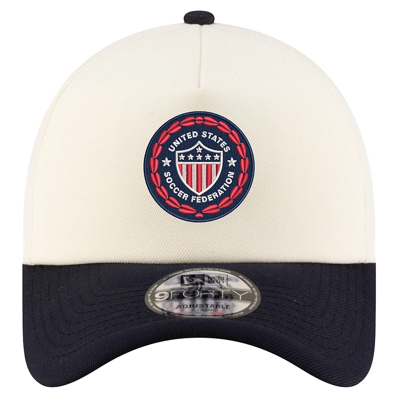 Men's New Era  Cream USMNT 1986 Retro Foam 9FORTY Adjustable Hat