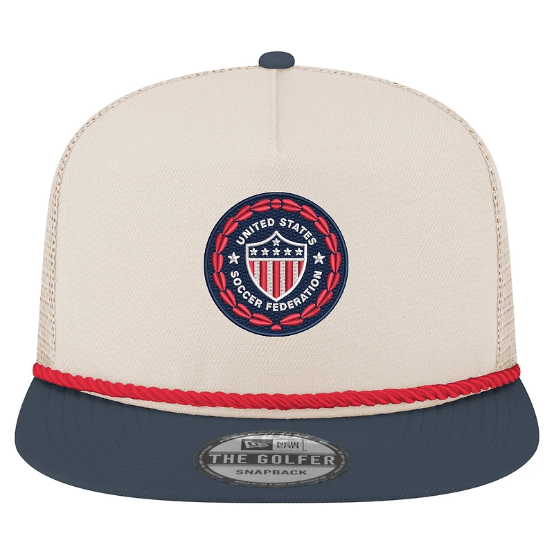 Casquette snapback rétro golfeur New Era crème USMNT 1986 pour homme