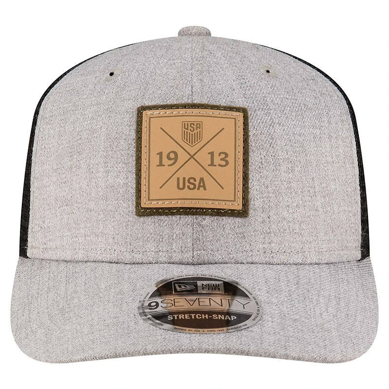 Casquette ajustable extensible à boutons-pression New Era gris chiné USMNT 9SEVENTY COOLERA pour homme