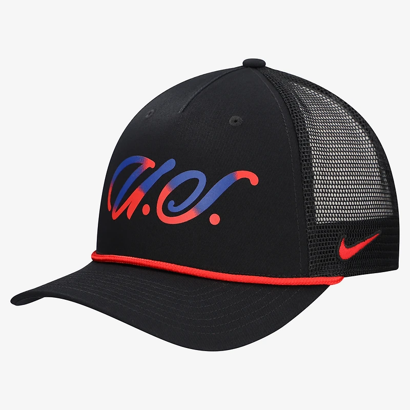 Men's Nike Black USMNT Rise Rope Trucker A-Frame Adjustable Hat