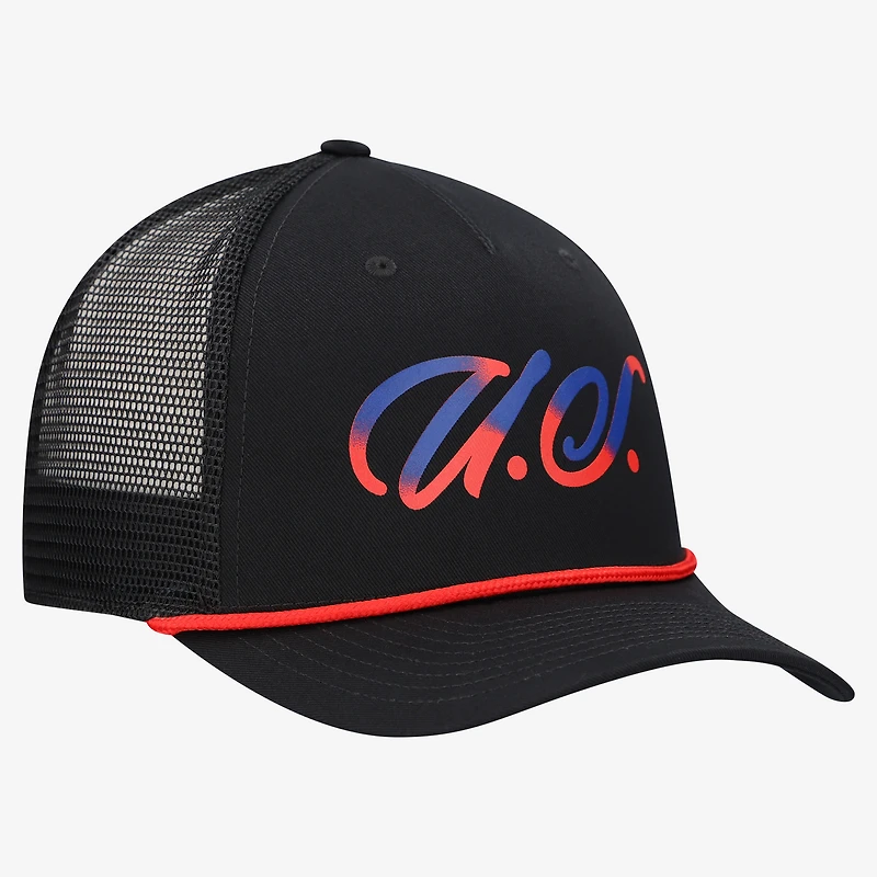 Casquette Nike noire USMNT Rise Rope Trucker pour homme, modèle A-Frame ajustable