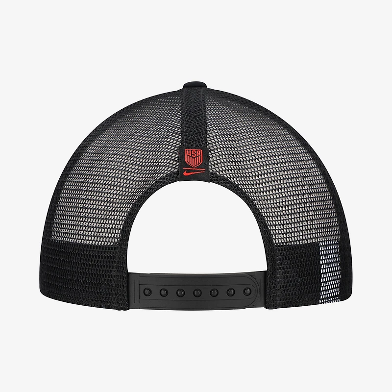 Men's Nike Black USMNT Rise Rope Trucker A-Frame Adjustable Hat