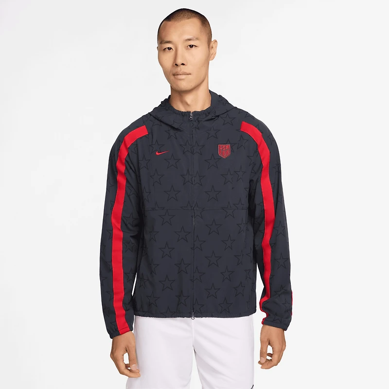 Veste à capuche zippée Nike bleu marine pour homme, modèle USMNT 2026 Energy Dri-FIT