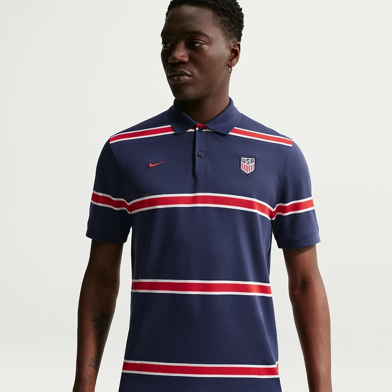 Polo Nike Dri-FIT bleu marine pour homme, équipe nationale américaine de football.