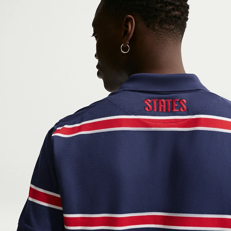 Polo Nike Dri-FIT bleu marine pour homme, équipe nationale américaine de football.