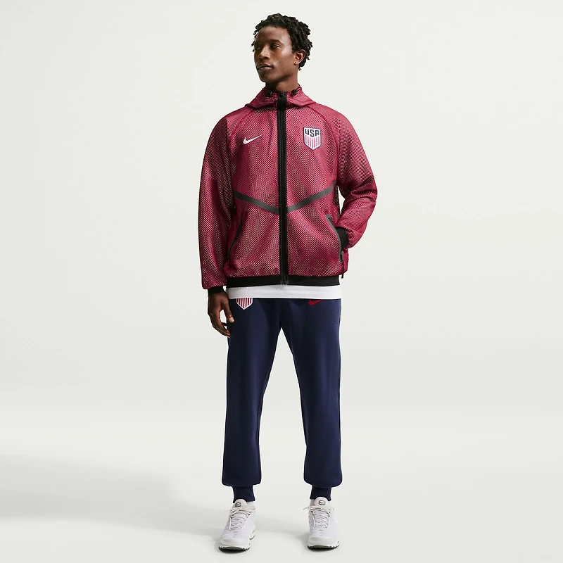 Men's Nike Red USMNT 2026 Anthem Mesh Dri-FIT Full-Zip Hooded Jacket