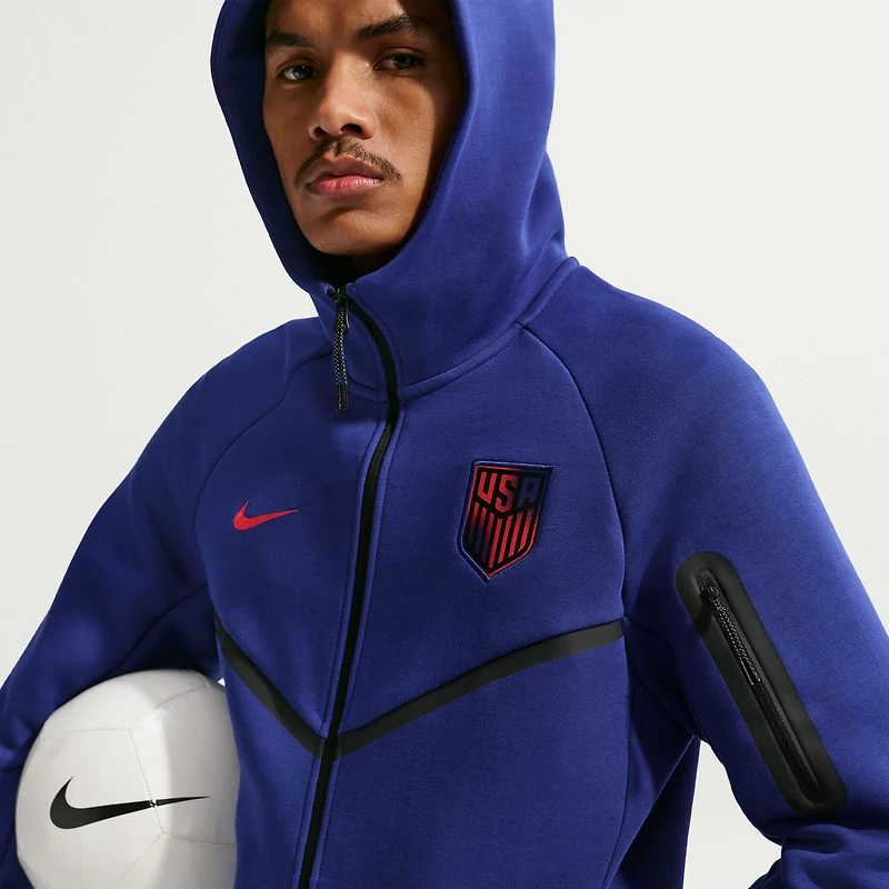 Men's Nike Royal USMNT 2026 Tech Fleece Windrunner Raglan Full-Zip Hoodie