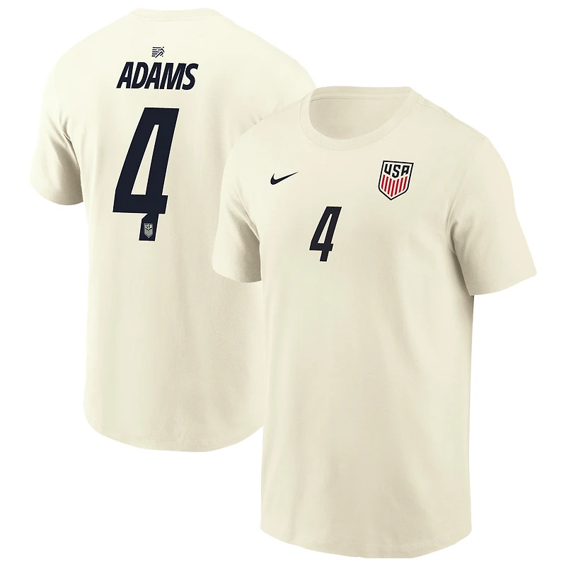 T-shirt domicile Nike Tyler Adams crème USMNT pour homme, avec nom et numéro