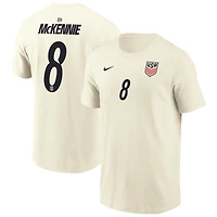T-shirt domicile Nike Weston McKennie crème pour homme, avec nom et numéro de l'équipe nationale américaine football (USMNT).