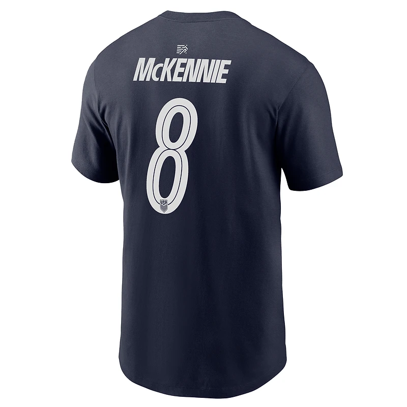 T-shirt Nike Weston McKennie bleu marine USMNT extérieur pour homme, nom et numéro
