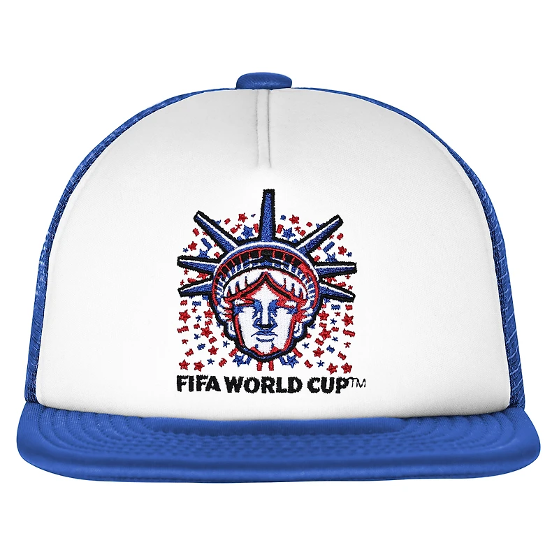 Men's Outerstuff White/Royal FIFA World Cup 2026 Defender Adjustable Trucker Hat