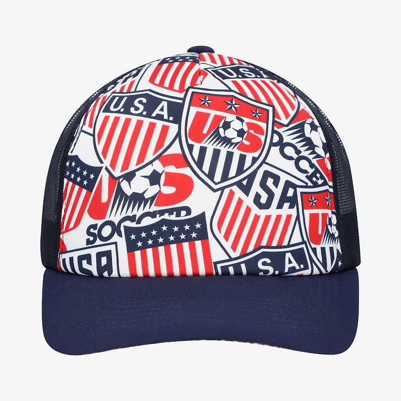 Men's Sport Design Sweden White USMNT Trucker Crest Foam Adjustable Hat