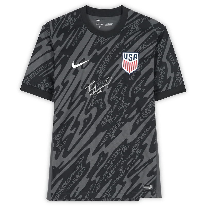 Maillot Nike noir autographié par Tim Howard de l'USMNT - Signature sur le devant